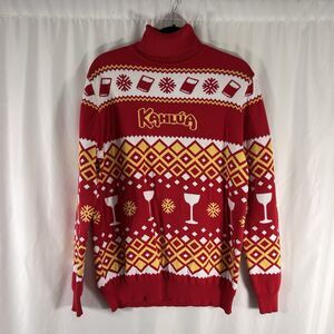 Kahlua Sweater Men's Large Red Holiday Christmas Turtleneck Knit Pullover